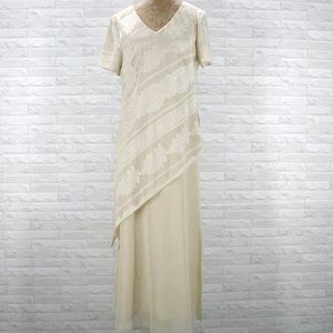 ULTRA DRESS Maxi Gown Dress Asymmetrial Mother of Bride Groom Tan Plus Size 14